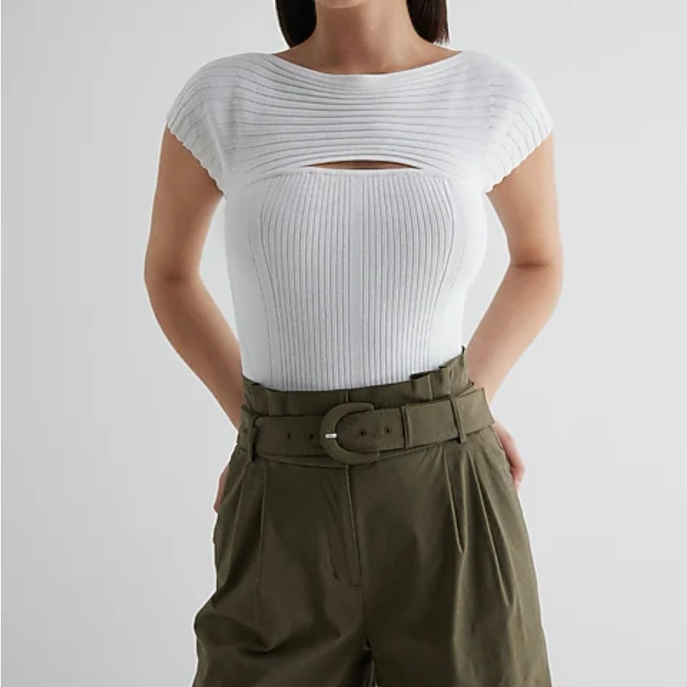 Express White Ribbed Bodysuit - Picture 13 of 13
